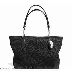 COACH Madison Chenille Ocelot Tote Black/Silver Leopard Print Tote | EUC Y2K